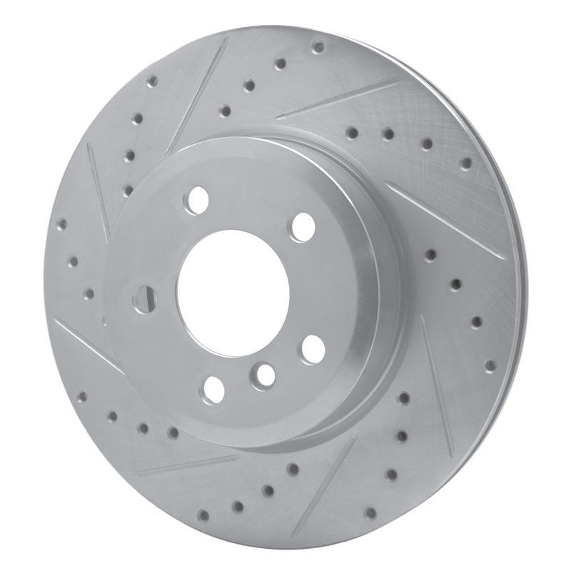 BMW X3 Brake Rotor (1) - Front Left - R1 Concepts - Drilled & Slotted - Silver - `04-`10